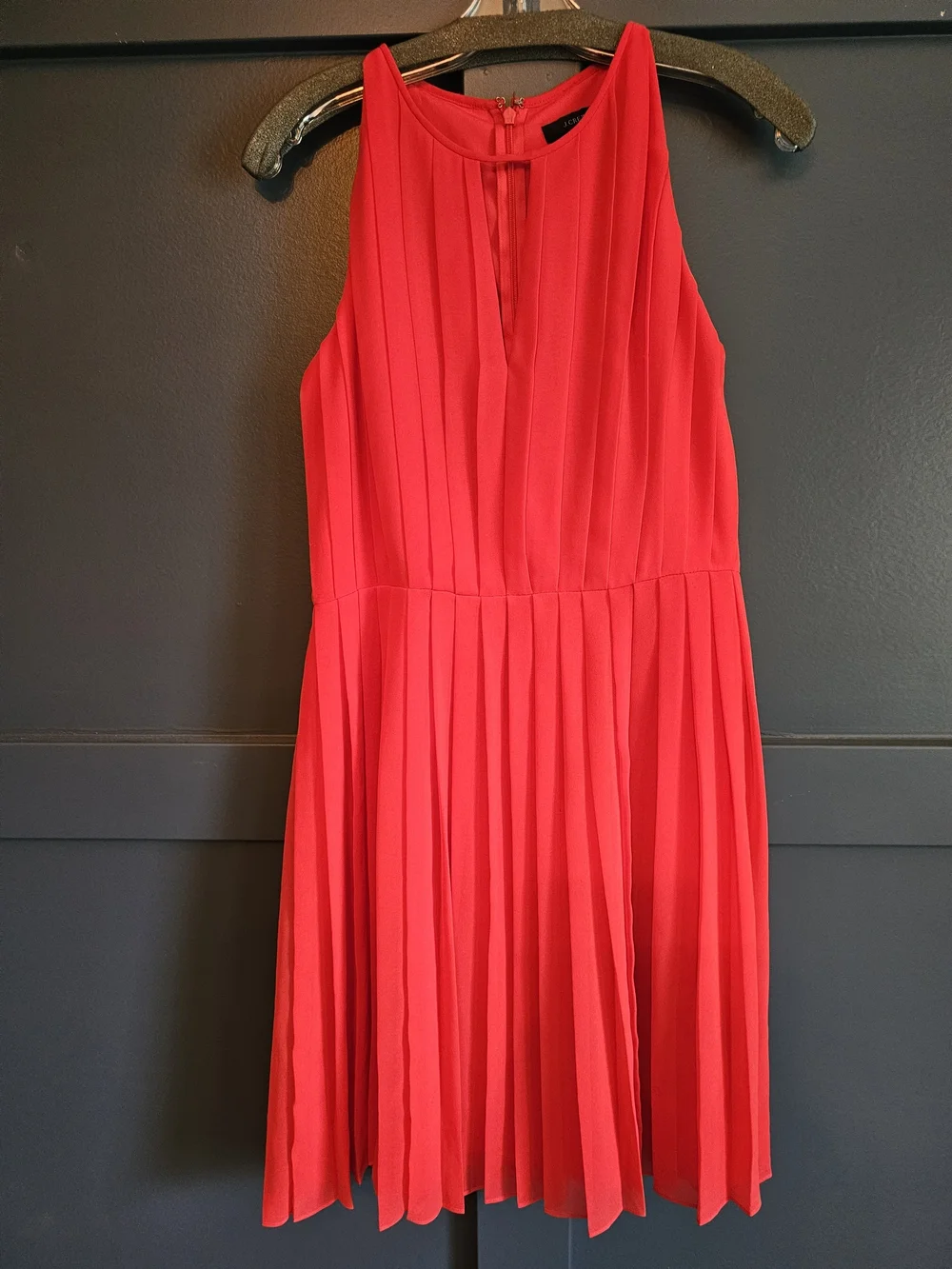 J.Crew Coral Pink Pleated Fit & Flare Sleeveless Dress Size 2